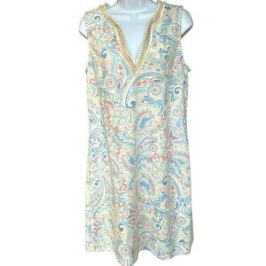 Laundry by Shelli Segal Women's Pink Blue Paisley Print V Neck Sleeveless Dress